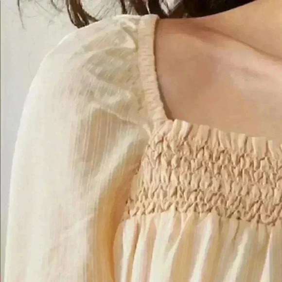 Banana Republic Striped Embroidered Smocked-Neck Blouse - Picture 3 of 9